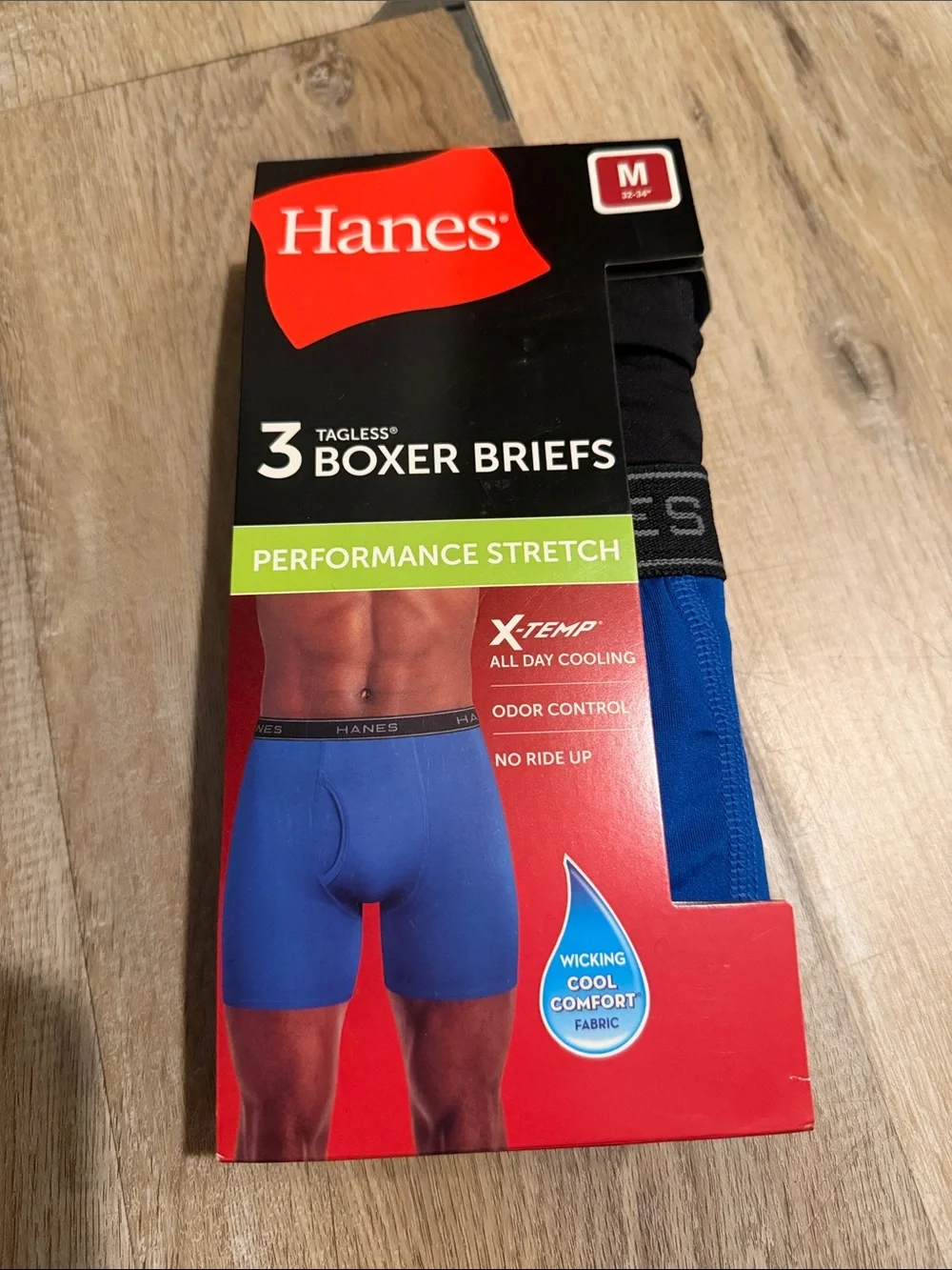 Hanes Men's Performance Stretch Boxer Briefs - Blue & Black (3-Pack)